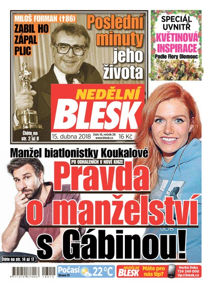 Nedělní Blesk - 15.4.2018