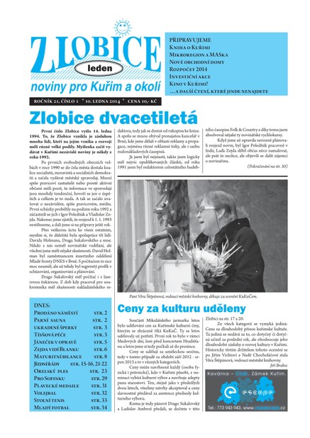 Zlobice – noviny pro Kuřim a okolí  Zlobice - noviny pro Kuřim a okolí 1/2014