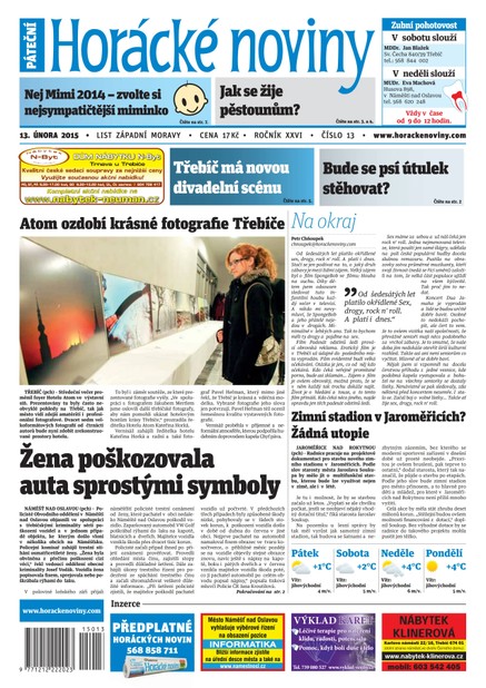 Horácké Noviny pátek 13.2.2015 č. 13