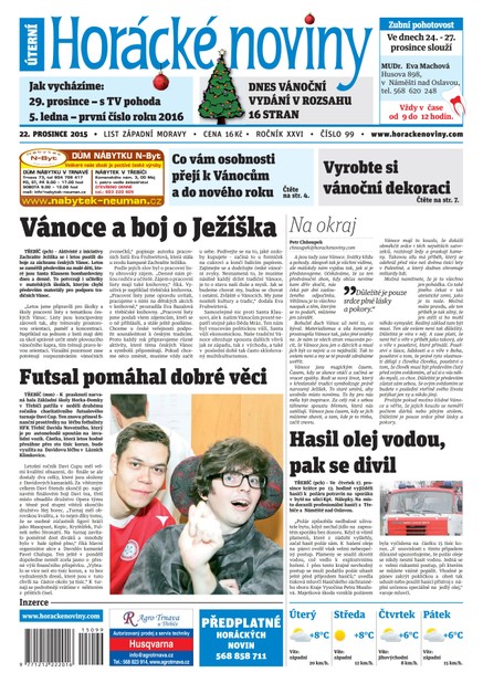 Horácké Noviny Úterý 22.12.2015 č.99