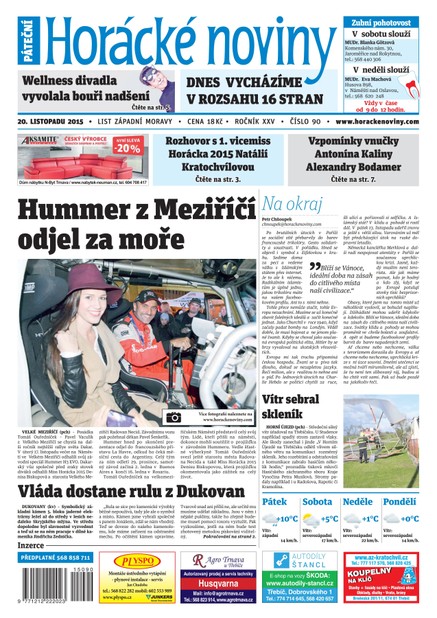Horácké Noviny Pátek 20.11.2015 č. 90