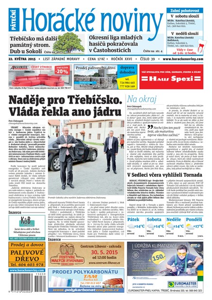 Horácké Noviny pátek 22.5.2015 č. 39