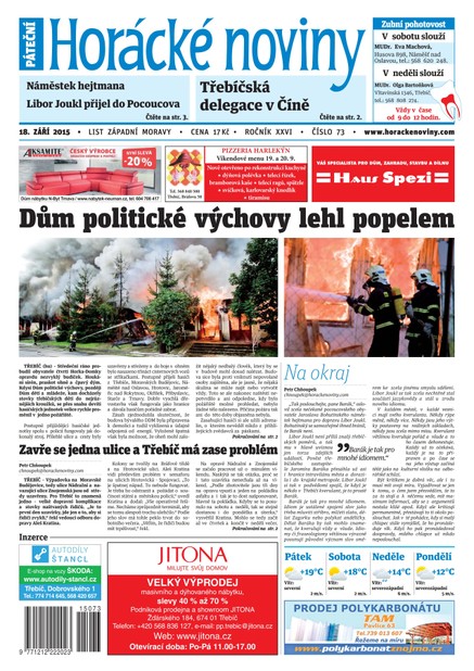 Horácké Noviny Pátek 18.9.2015 č.73 