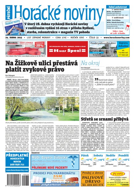 Horácké Noviny pátek 24.4.2015 č. 33