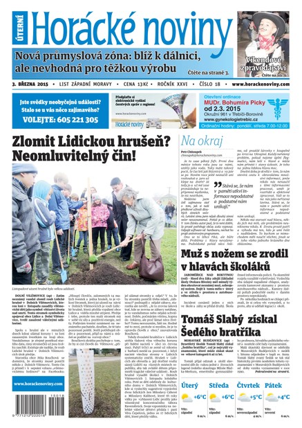 Horácké Noviny úterý 3.3.2015 č. 18