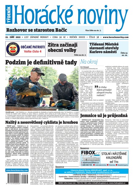 Horácké Noviny Čtvrtek 22.9.2022 č. 038