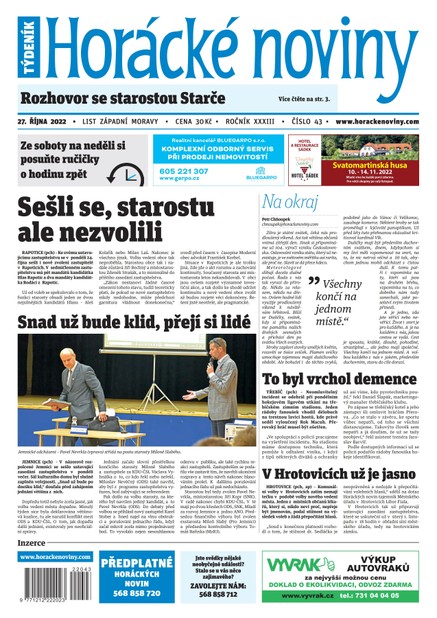 Horácké Noviny Čtvrtek 27.10.2022 č. 043
