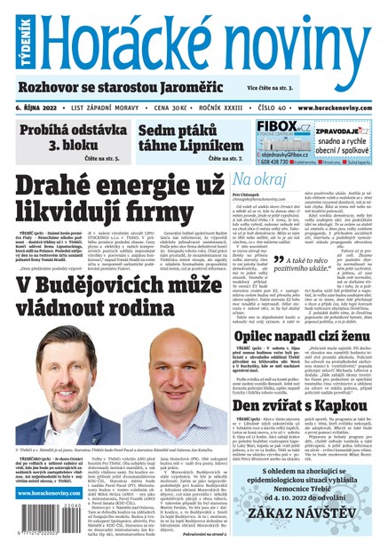 Horácké Noviny Čtvrtek 6.10.2022 č. 040