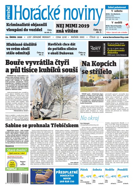 Horácké Noviny Pátek 14.2.2020 č. 013