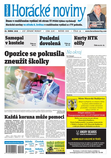 Horácké Noviny Středa 29.4.2020 č. 033
