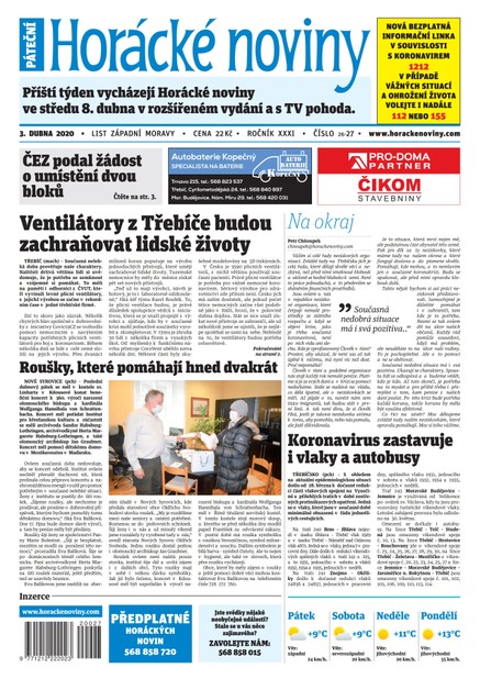 Horácké Noviny Pátek 3.4.2020 č. 027
