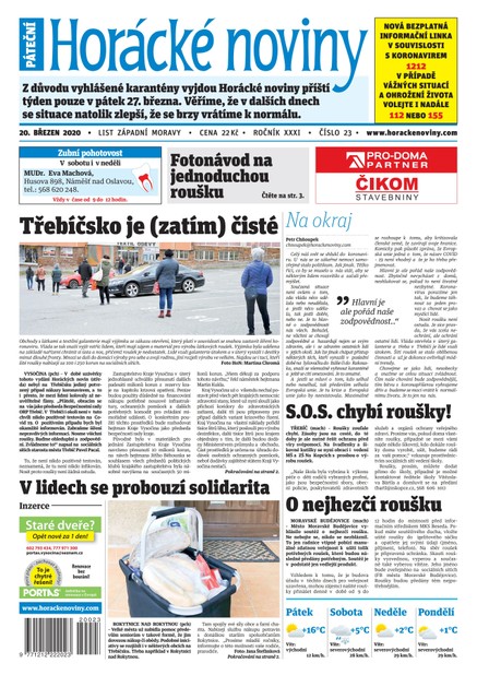 Horácké Noviny Pátek 20.3.2020 č. 023