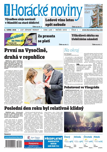 Horácké Noviny Úterý 5.1.2016 č. 001