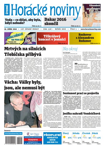 Horácké Noviny Úterý 19.1.2016 č. 005