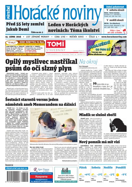 Horácké Noviny Pátek 15.1.2016 č. 004