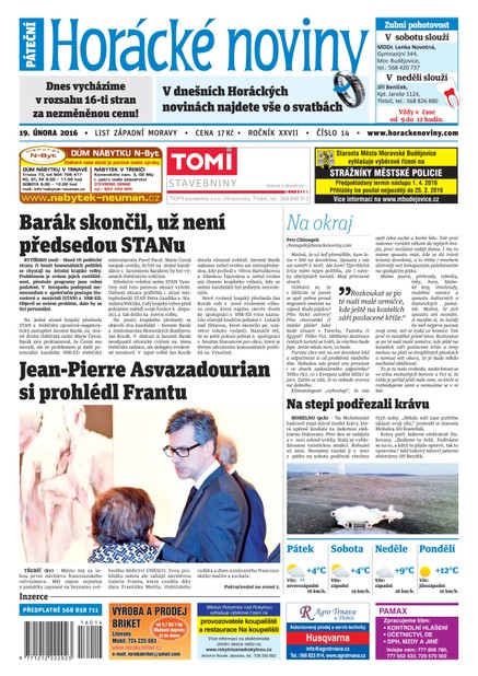 Horácké Noviny Pátek 19.2.2016 č.014