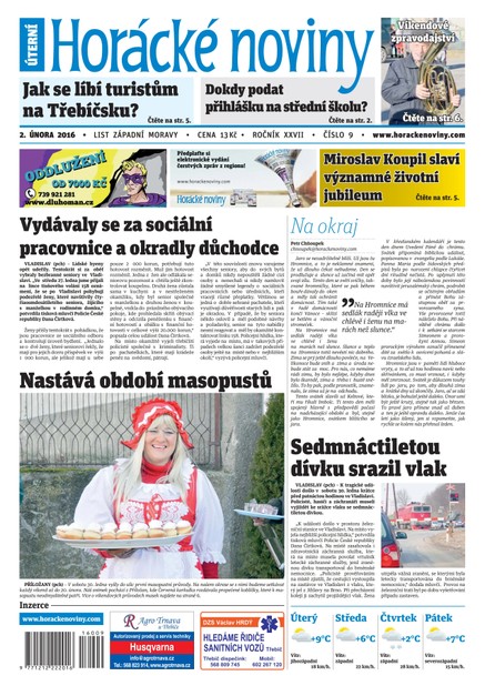 Horácké Noviny Úterý 2.2.2016 č. 009