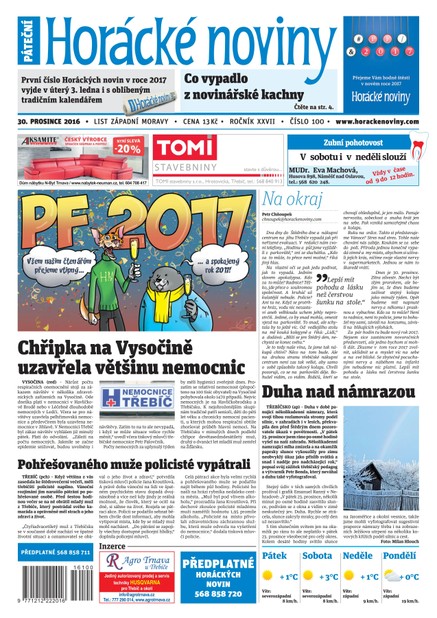 Horácké Noviny Pátek 30.12.2016 č. 100