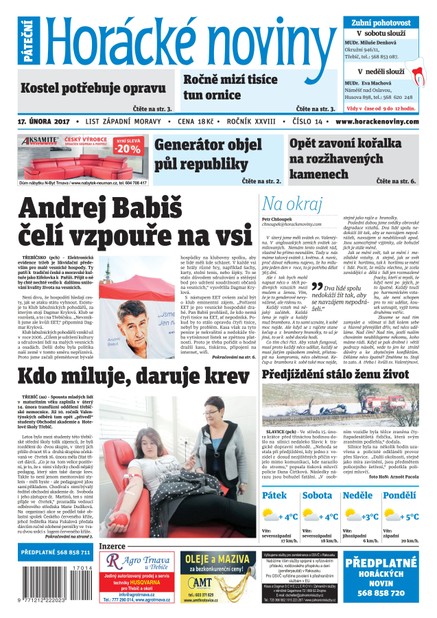 Horácké Noviny Pátek 17.2.2016 č. 014