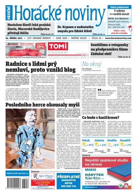 Horácké Noviny Pátek 24.2.2017 č. 016