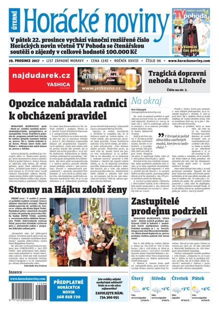Horácké Noviny Úterý 19.12.2017 č. 096