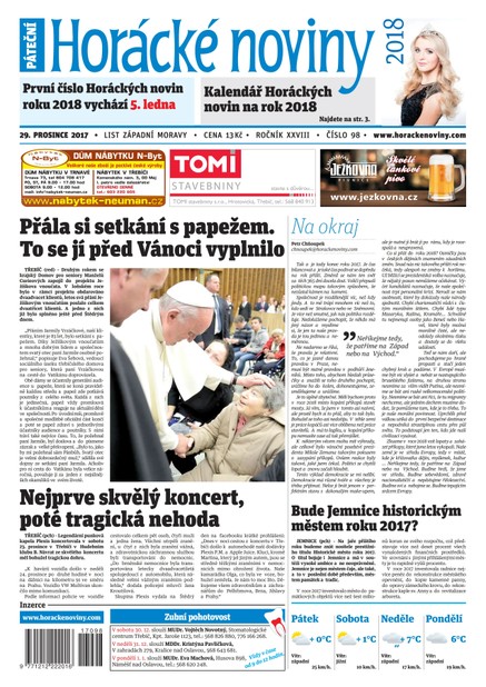 Horácké Noviny Pátek 29.12.2017 č. 098