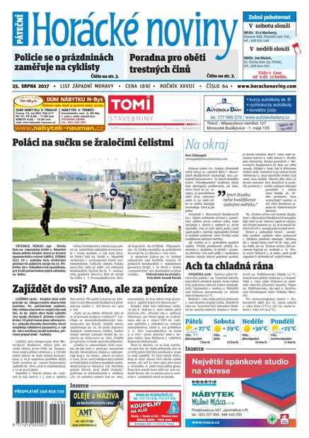 Horácké Noviny Pátek 25.8.2017 č. 064