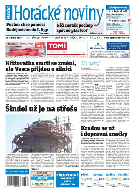 Horácké Noviny Pátek 18.8.2017 č. 062