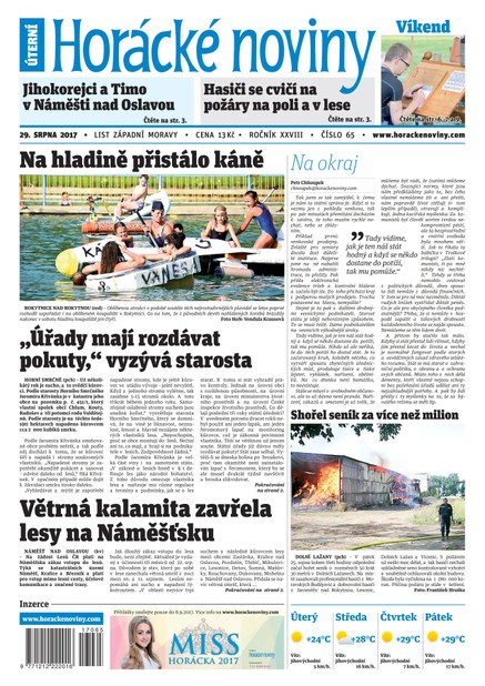 Horácké Noviny Úterý 29.8.2017 č. 065