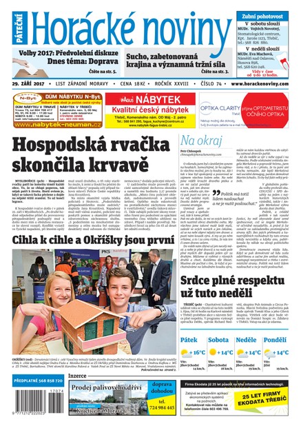 Horácké Noviny Pátek 29.9.2017 č. 073