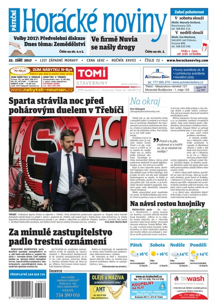 Horácké Noviny Pátek 22.9.2017 č. 072