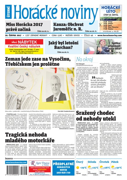 Horácké Noviny Úterý 20.6.2017 č. 046