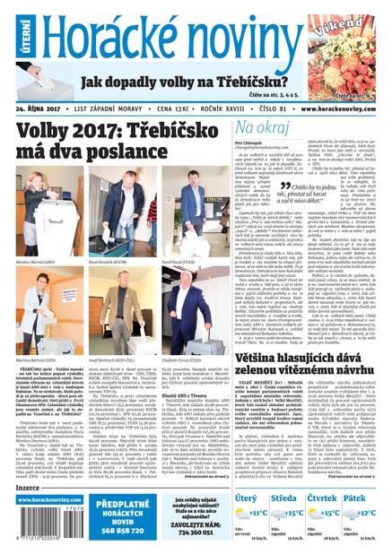 Horácké Noviny Úterý 24.10.2017 č. 081