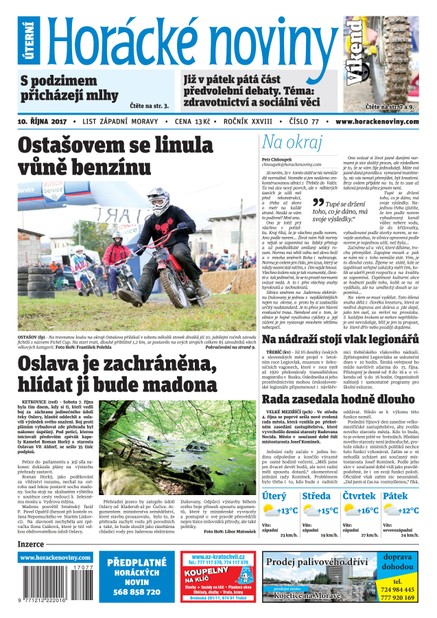 Horácké Noviny Úterý 10.10.2017 č. 077