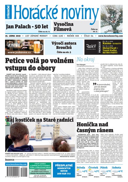 Horácké Noviny Středa 16.1.2018 č. 004