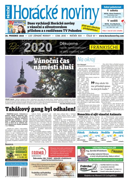 Horácké Noviny Pátek 20.12.2019 č. 097