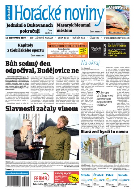 Horácké Noviny Středa 13.11.2019 č. 086