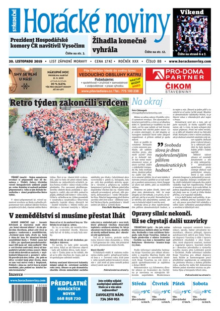 Horácké Noviny Středa 20.11.2019 č. 088