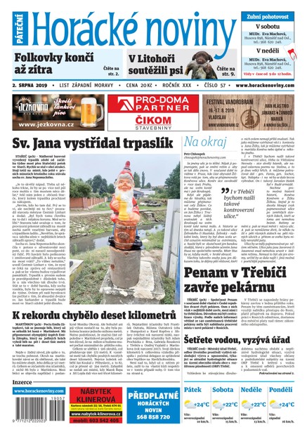 Horácké Noviny Pátek 2.8.2019 č. 057