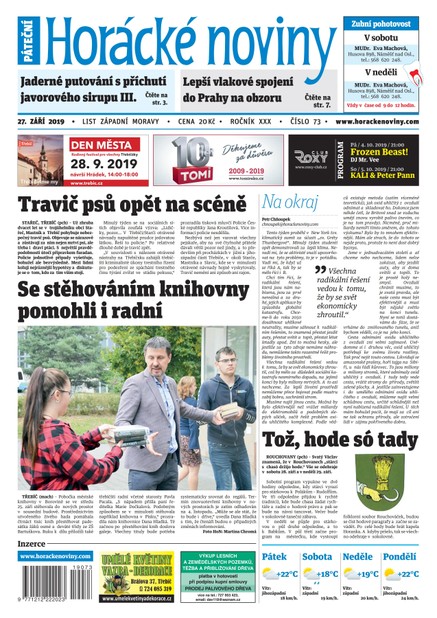 Horácké Noviny Pátek 27.9.2019 č. 073