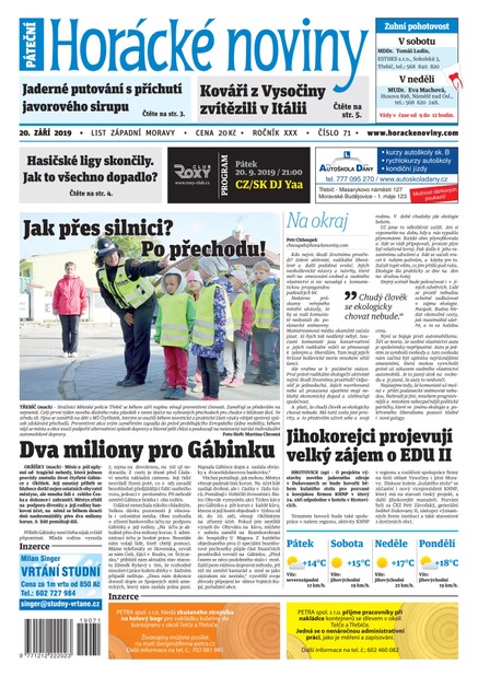 Horácké Noviny Pátek 20.9.2019 č. 071