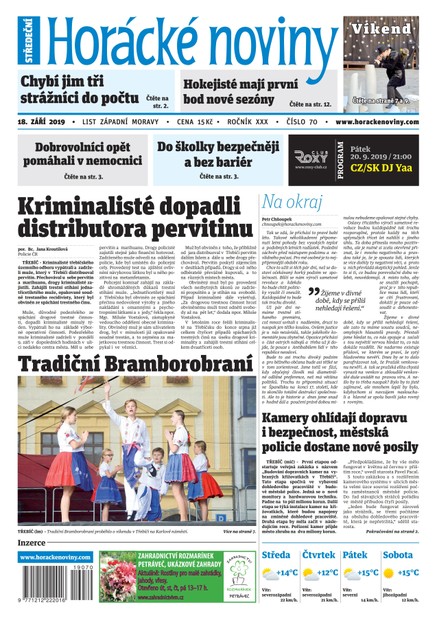 Horácké Noviny Středa 18.9.2019 č. 070