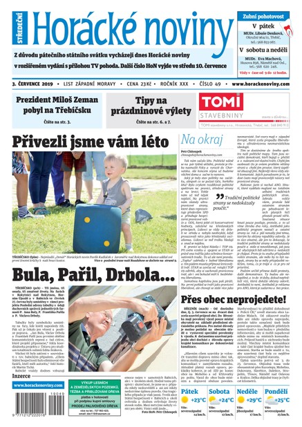 Horácké Noviny Středa 3.7.2019 č. 049