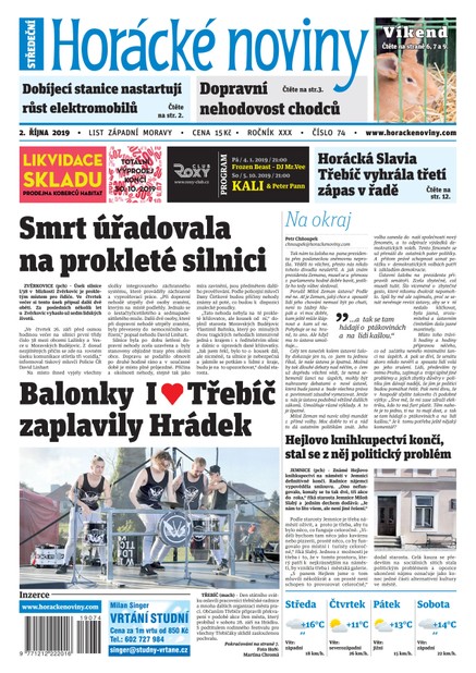 Horácké Noviny Středa 2.10.2019 č. 074