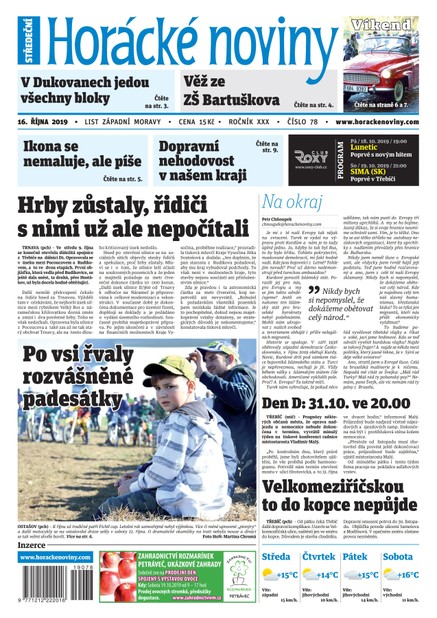Horácké Noviny Středa 16.10.2019 č. 078
