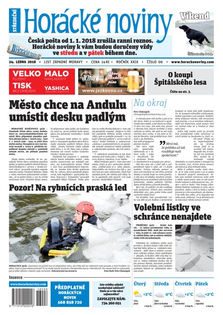 Horácké Noviny Středa 24.1.2018 č. 006