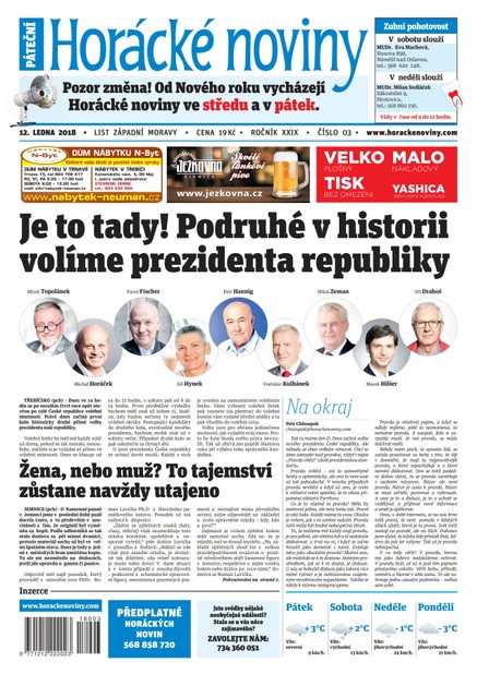 Horácké Noviny Pátek 12.1.2018 č. 003