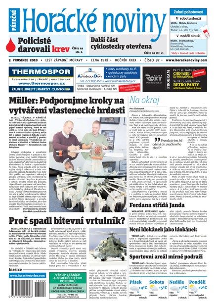 Horácké Noviny Pátek 7.12.2018 č. 092