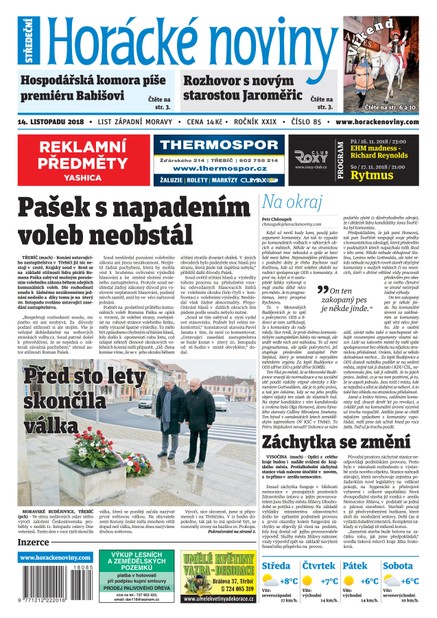 Horácké Noviny Středa 14.11.2018 č. 085