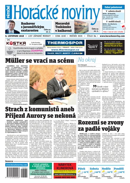Horácké Noviny Pátek 9.11.2018 č. 084